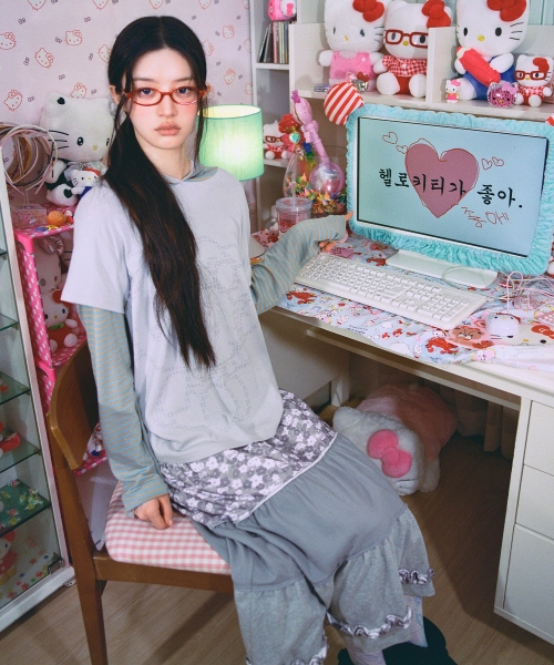 HELLO KITTY LAYERED HOODIE [MINT]