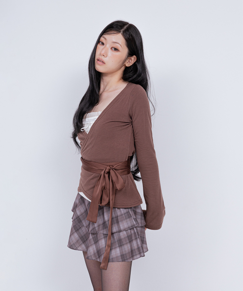 DOUBLE WRAP CARDIGAN BROWN