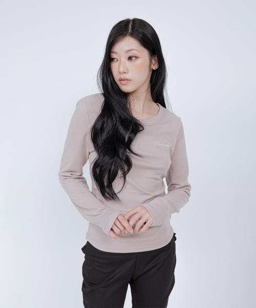 PINTUCK LOGO TEE BEIGE