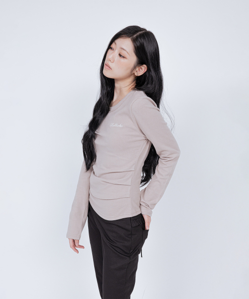 PINTUCK LOGO TEE BEIGE