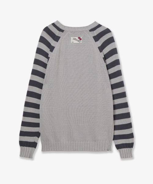 HELLO KITTY NERDY STRIPE RAGLAN KNIT [GREY]
