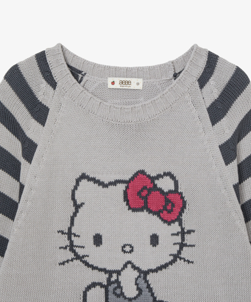 HELLO KITTY NERDY STRIPE RAGLAN KNIT [GREY]