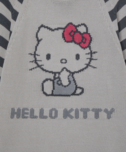 HELLO KITTY NERDY STRIPE RAGLAN KNIT [GREY]