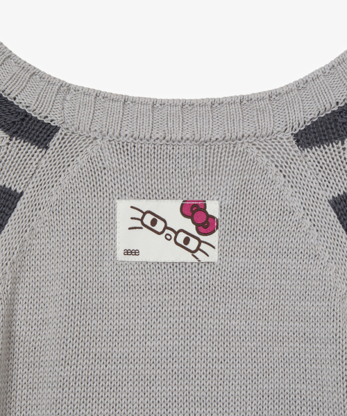 HELLO KITTY NERDY STRIPE RAGLAN KNIT [GREY]