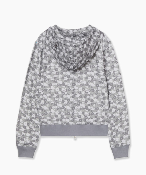 HELLO KITTY PATTERN ZIP UP HOODIE [GREY]