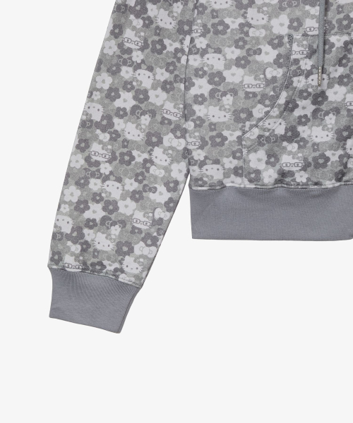 HELLO KITTY PATTERN ZIP UP HOODIE [GREY]