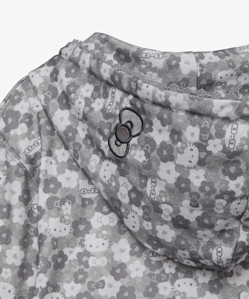 HELLO KITTY PATTERN ZIP UP HOODIE [GREY]