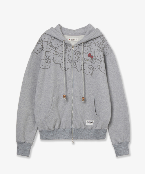 HELLO KITTY FUR ZIP UP HOODIE [MELANGE GREY]