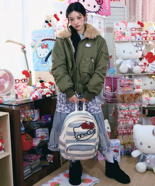 HELLO KITTY BOMBER JACKET [KHAKI]