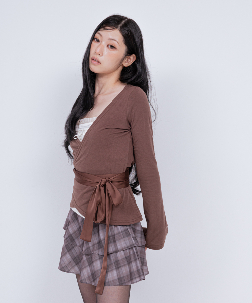 Plie Tartan Skirt Brown