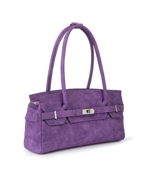FAUX SUEDE TWO-WAY BAG IN PURPLE