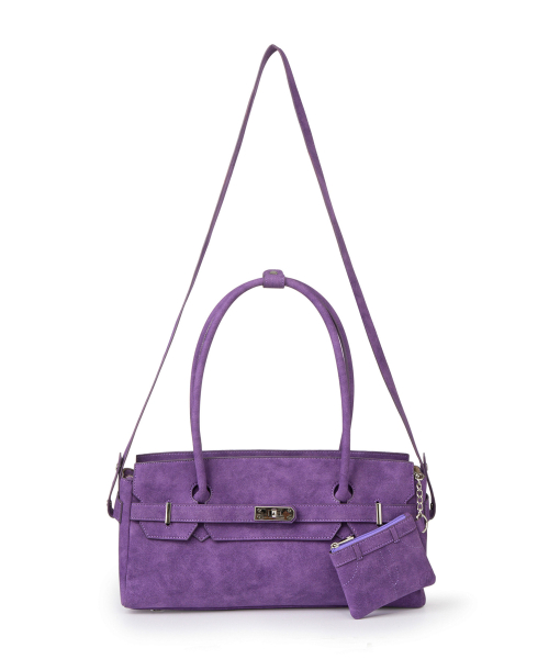 FAUX SUEDE TWO-WAY BAG IN PURPLE