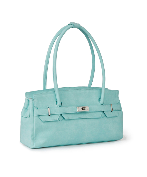 FAUX SUEDE TWO-WAY BAG IN ICE BLUE