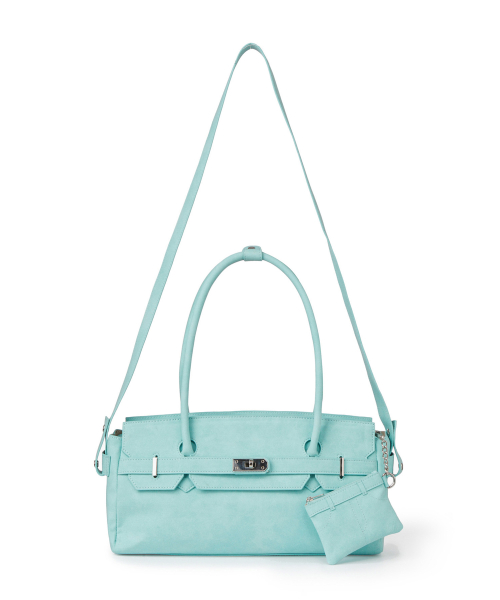 FAUX SUEDE TWO-WAY BAG IN ICE BLUE