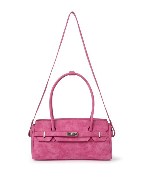FAUX SUEDE TWO-WAY BAG IN DEEP PINK