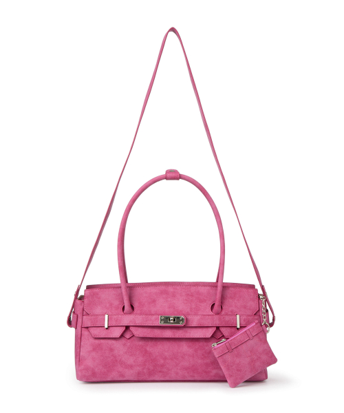 FAUX SUEDE TWO-WAY BAG IN DEEP PINK