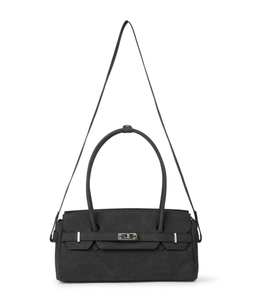 FAUX SUEDE TWO-WAY BAG IN BLACK