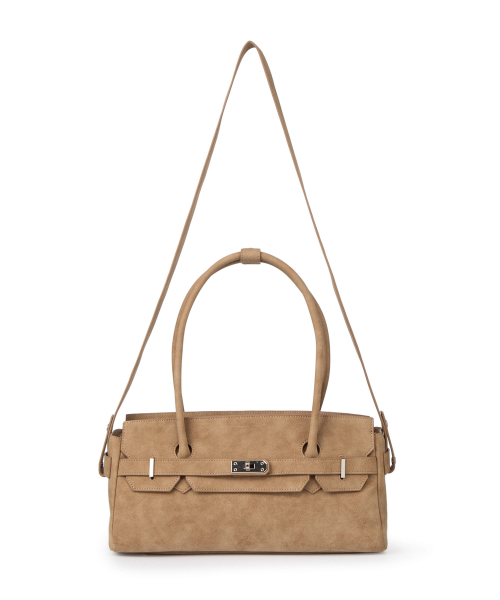 FAUX SUEDE TWO-WAY BAG IN BEIGE