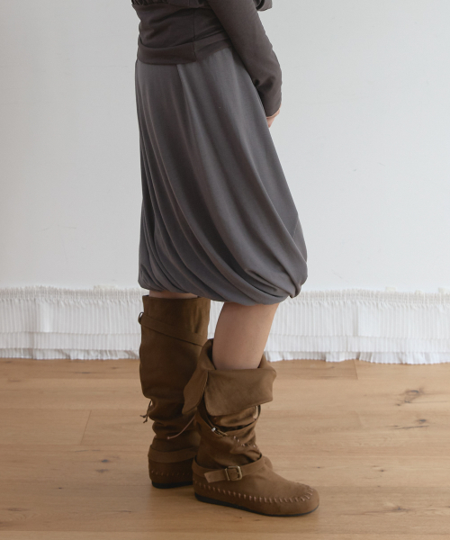 OFFSET MIDI SKIRT (GREY)