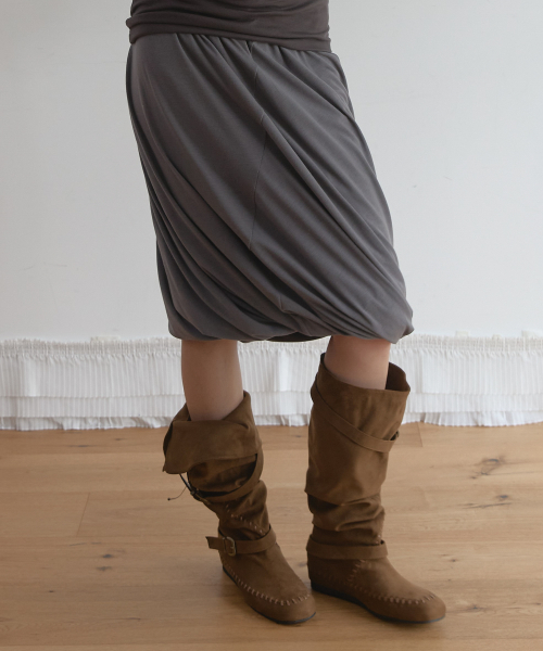 OFFSET MIDI SKIRT (GREY)