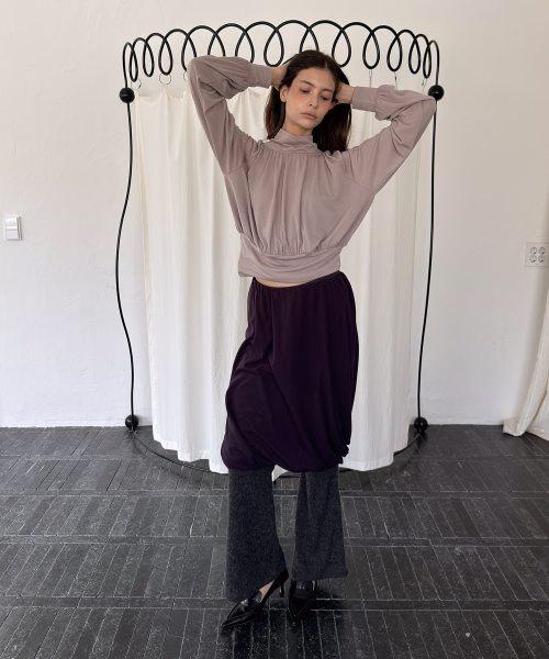 POLA DRAPE BLOUSE T (BEIGE GREY)