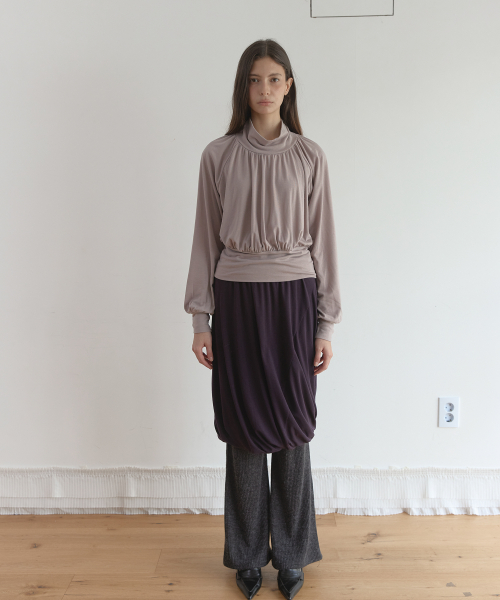POLA DRAPE BLOUSE T (BEIGE GREY)