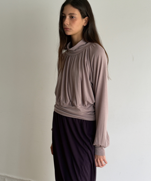 POLA DRAPE BLOUSE T (BEIGE GREY)