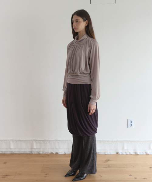 POLA DRAPE BLOUSE T (BEIGE GREY)