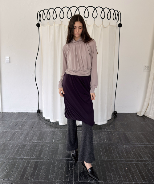 POLA DRAPE BLOUSE T (BEIGE GREY)