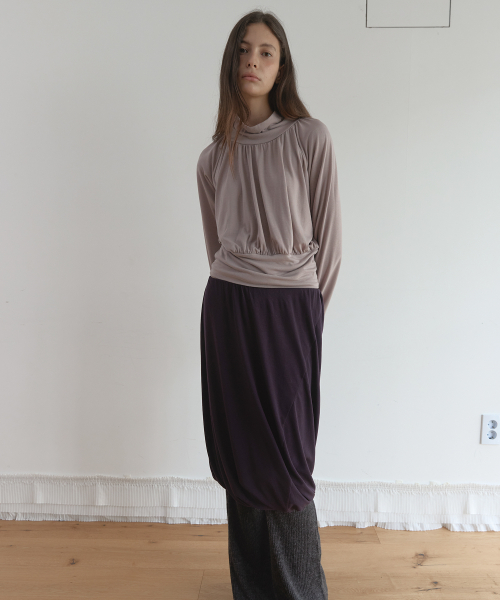 POLA DRAPE BLOUSE T (BEIGE GREY)