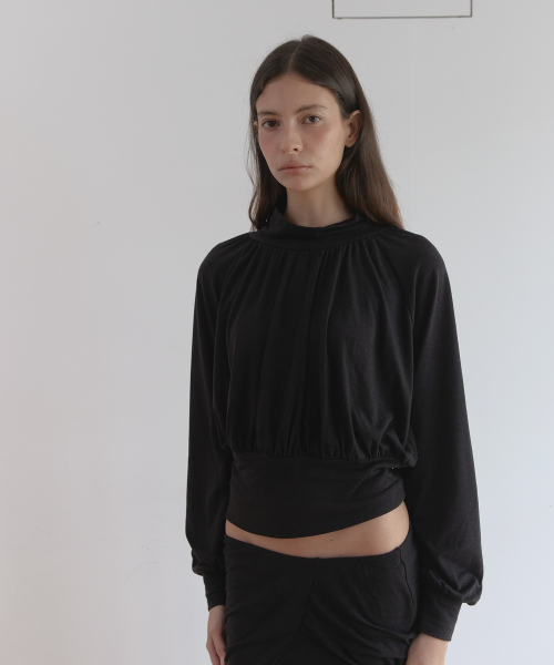 POLA DRAPE BLOUSE T (CHARCOAL)