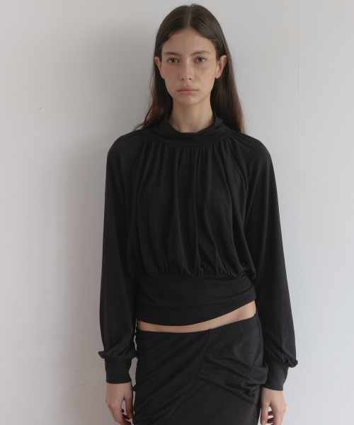 POLA DRAPE BLOUSE T (CHARCOAL)