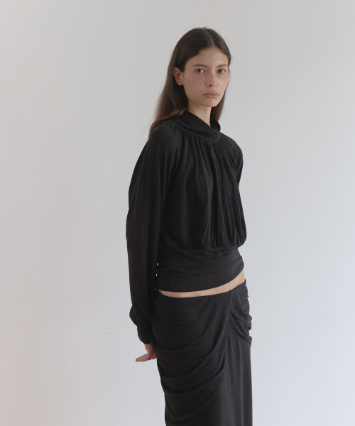 POLA DRAPE BLOUSE T (CHARCOAL)