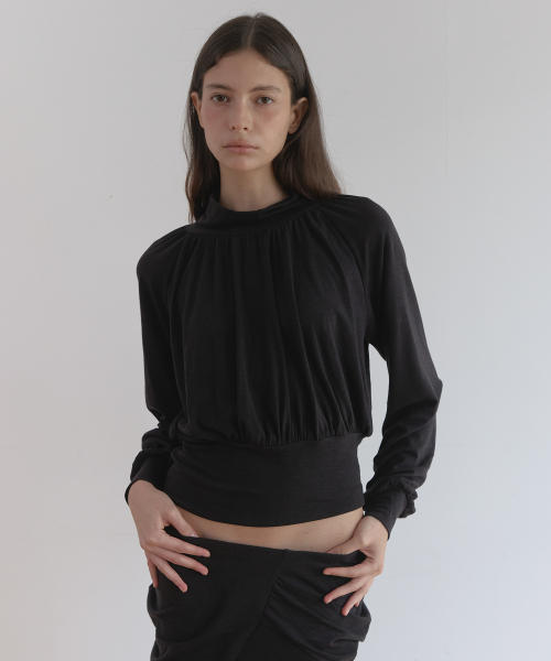 POLA DRAPE BLOUSE T (CHARCOAL)