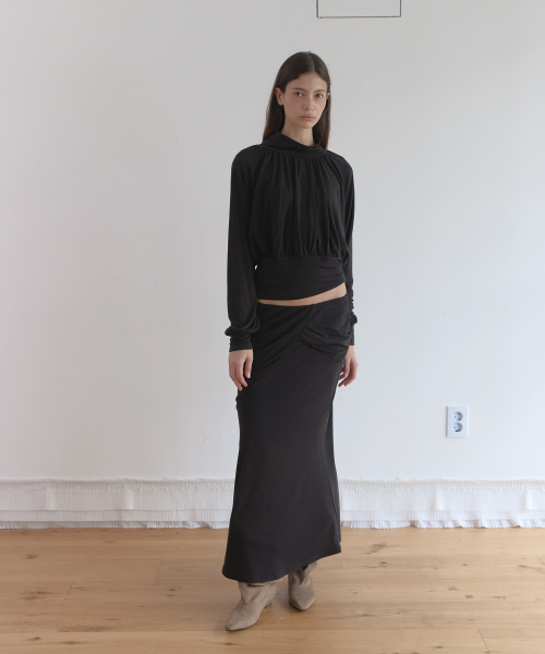 POLA DRAPE BLOUSE T (CHARCOAL)