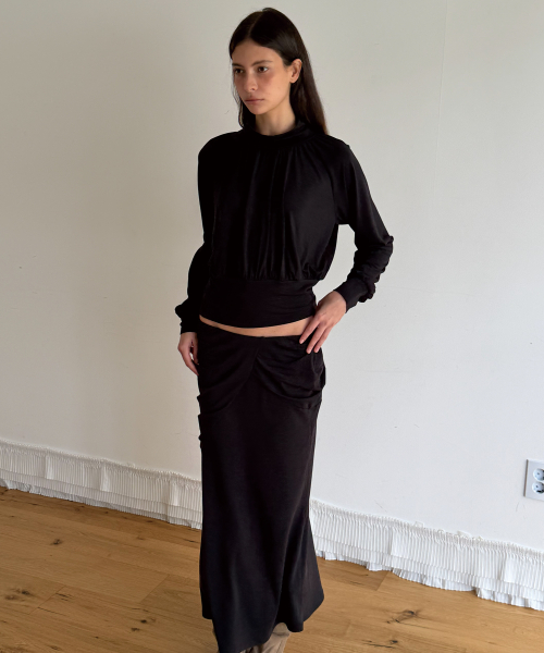 POLA DRAPE BLOUSE T (CHARCOAL)
