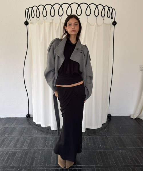 DRAPE MAXI SKIRT (CHARCOAL)