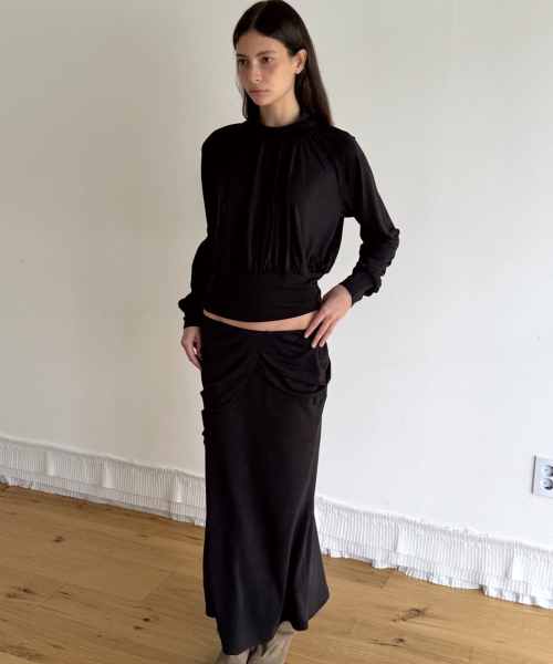 DRAPE MAXI SKIRT (CHARCOAL)