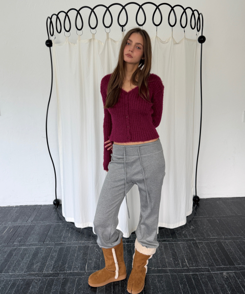 RELAXED WARM BOOTCUT PANTS (MELANGE GREY)