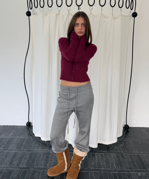 RELAXED WARM BOOTCUT PANTS (MELANGE GREY)