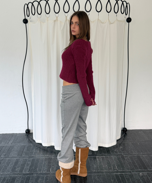 RELAXED WARM BOOTCUT PANTS (MELANGE GREY)
