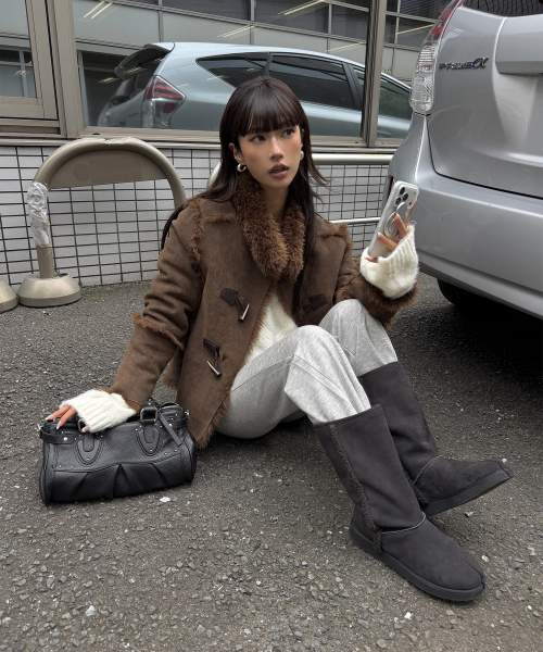 RELAXED WARM BOOTCUT PANTS (MELANGE GREY)