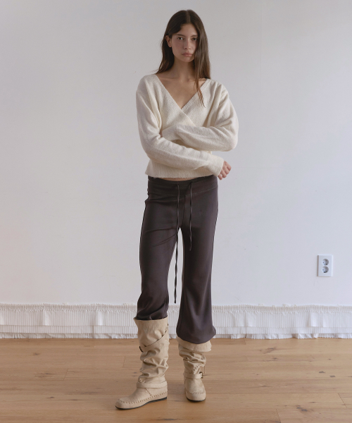 RELAXED WARM BOOTCUT PANTS (CHARCOAL)