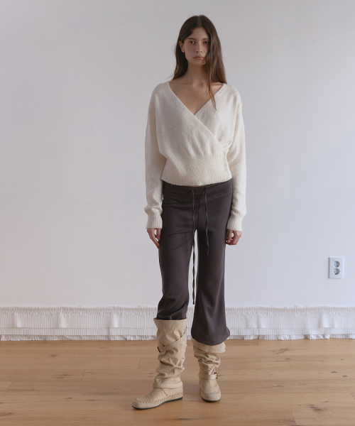 RELAXED WARM BOOTCUT PANTS (CHARCOAL)