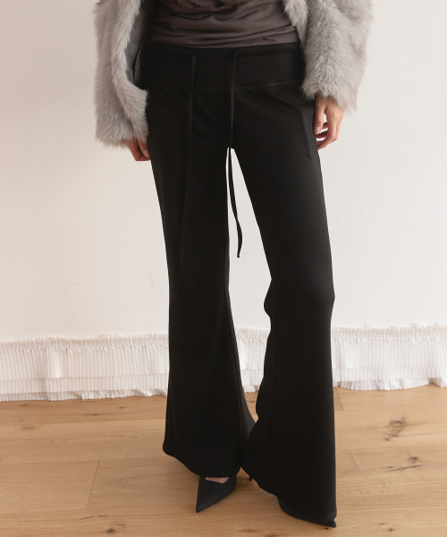 RELAXED WARM BOOTCUT PANTS (BLACK)