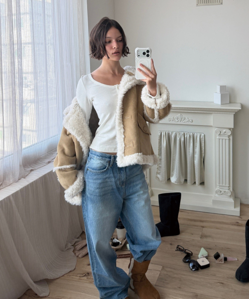 COTTON HENLEY LONG SLEEVE T (VINTAGE IVORY)