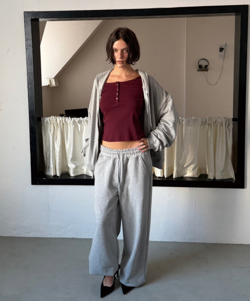 COTTON HENLEY LONG SLEEVE T (WINE)