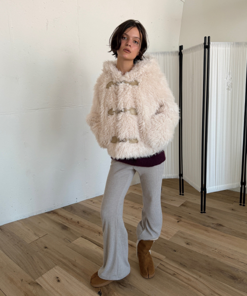 WARM KNIT BOOTCUT PANTS (GREY)