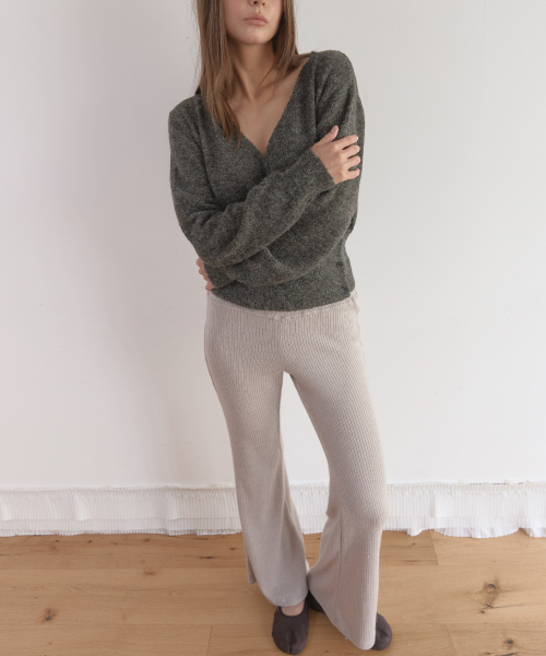 WARM KNIT BOOTCUT PANTS (GREY)