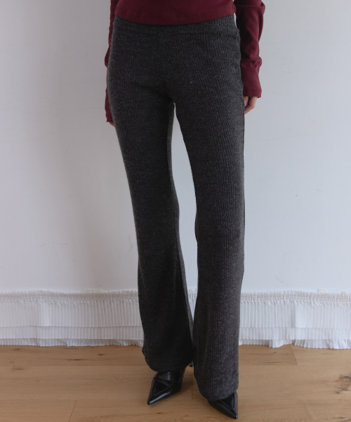 WARM KNIT BOOTCUT PANTS (CHARCOAL)